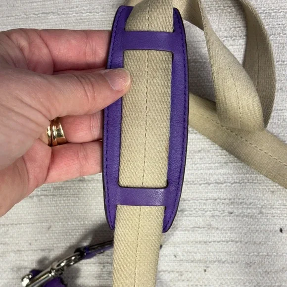 Coach Signature Monogram Canvas Purple Leather Trim Crossbody Bag - Picture 5 of 16